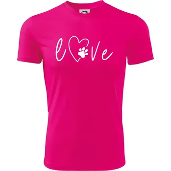Love nápis zvíře - Dětské triko sportovní (dresovina) - 146 cm/10 let ( Neon Pink )