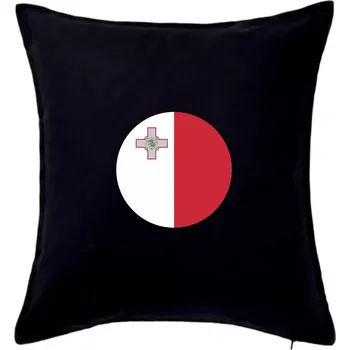 Polštář Vlajka Malta kulatá velká - Polštář 50x50 - 50x50 - Pouze potah ( Černá )