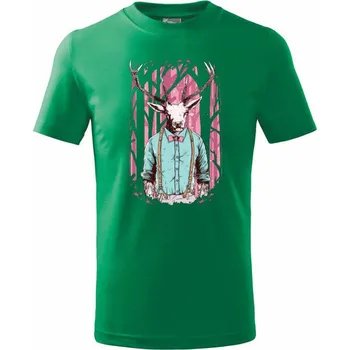 Chlapecké tričko Deer - Tričko dětské bavlněné - 98 cm / 2 roky ( Středně zelená )