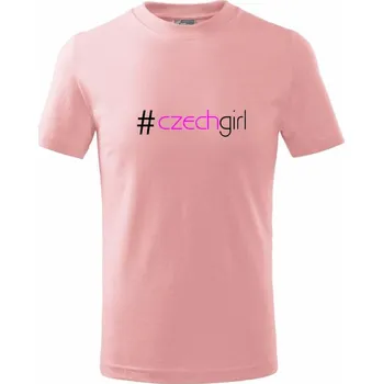 Chlapecké tričko Hashtag czechgirl - Tričko dětské bavlněné - 98 cm / 2 roky ( Růžová )