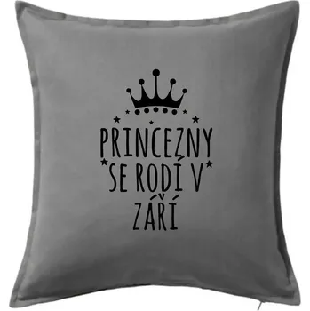 Polštář Princezny se rodí v září - Polštář 50x50 - 50x50 - Pouze potah ( Tmavě šedý melír )