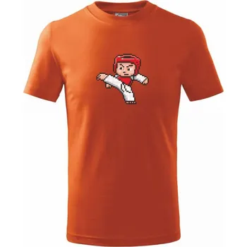 Taekwondo pixel - Tričko dětské bavlněné - 158 cm/12 let ( Oranžová )