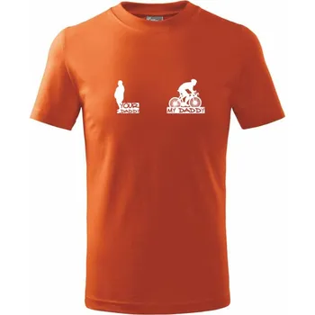 Chlapecké tričko My daddy - Your daddy - Cyklista - Tričko dětské bavlněné - 104-110cm / 3-4 roky ( Oranžová )