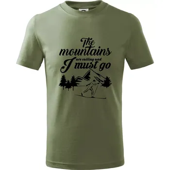 The mountains are calling běžkař - Tričko dětské bavlněné - 158 cm/12 let ( Khaki )