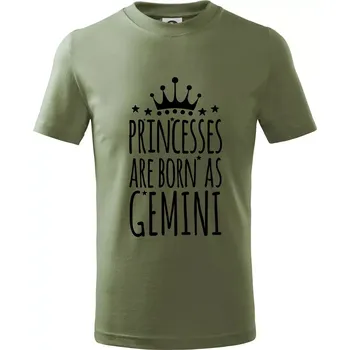 Princesses are born as Gemini - Blíženci - Tričko dětské bavlněné - 98 cm / 2 roky ( Khaki )