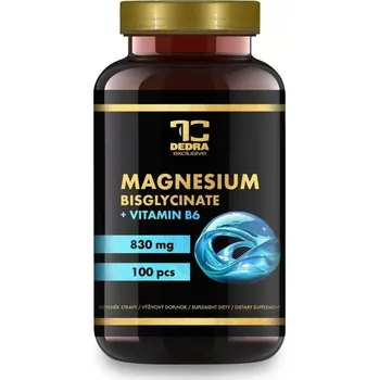 DEDRA MAGNESIUM BISGLYCINÁT + vitamín B6 100 kapslí (830mg (166 mg elementární hořčík), vysoká vstřebatelnost & podpora nervů)