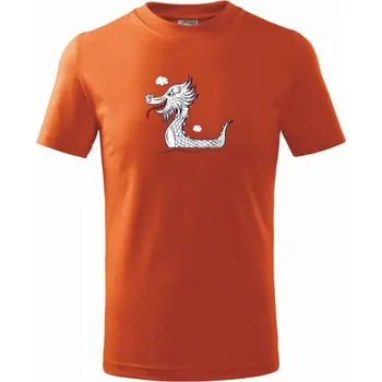 Chlapecké oblečení Dračí lodě olejomalba - Tričko dětské bavlněné - 104-110cm / 3-4 roky ( Oranžová )