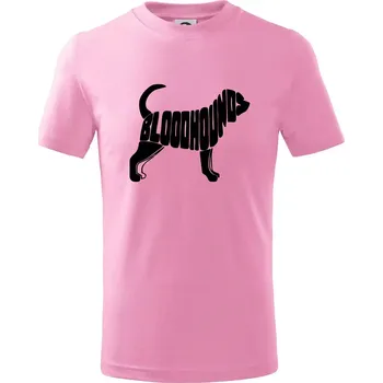 Bloodhound nápis v těle - Tričko dětské bavlněné - 146 cm/10 let ( Růžová )