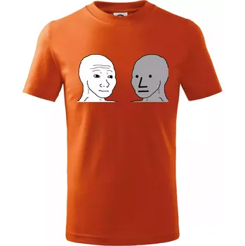 Chlapecké tričko Wojak (Feels Guy) a NPC - Tričko dětské bavlněné - 158 cm/12 let ( Oranžová )