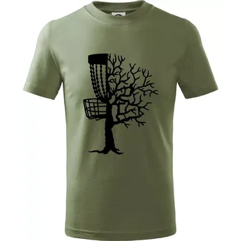 Chlapecké oblečení Disc golf pozor strom - Tričko dětské bavlněné - 104-110cm / 3-4 roky ( Khaki )
