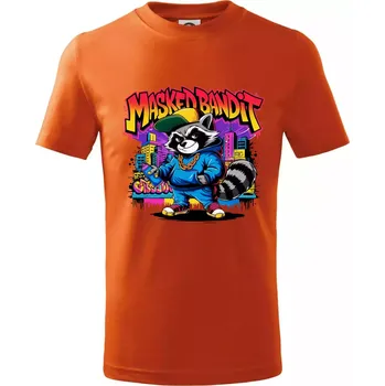 Chlapecké tričko Mýval - masked bandit grafitti - Tričko dětské bavlněné - 158 cm/12 let ( Oranžová )