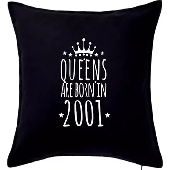 Polštář Queens are born in 2001 - Polštář 50x50 - 50x50 - Pouze potah ( Černá )