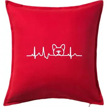 Polštář EKG Francouzský buldoček hlava - Polštář 50x50 - 50x50 - Pouze potah ( Červená )