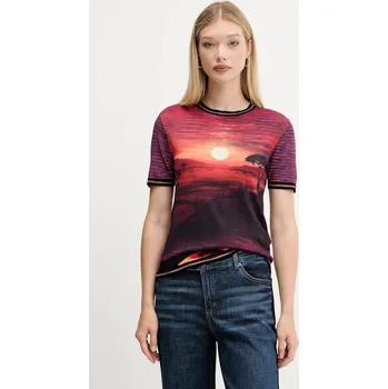Dámské tričko Tričko Desigual AFRICA dámské, oranžová barva, 25WWTF05 22X, vel. S