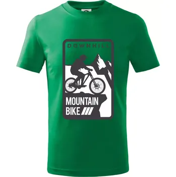 Chlapecké tričko MTB downhill hranaté - Tričko dětské bavlněné - 98 cm / 2 roky ( Středně zelená )