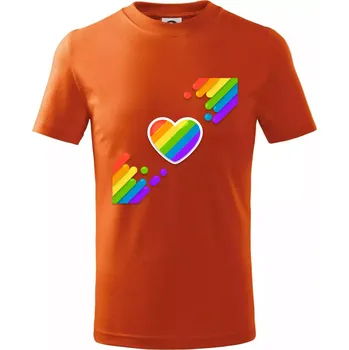 Srdce uhlopříčně - Tričko dětské bavlněné - 98 cm / 2 roky ( Oranžová )