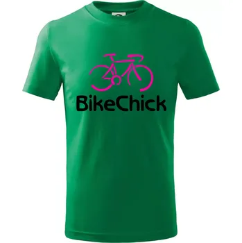 Bike Chick - Tričko dětské bavlněné - 98 cm / 2 roky ( Středně zelená )