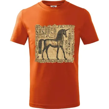 Egyptské hieroglyfy jednorožec - Tričko dětské bavlněné - 134 cm/8 let ( Oranžová )