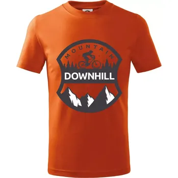 Chlapecké tričko MTB downhill erb - Tričko dětské bavlněné - 104-110cm / 3-4 roky ( Oranžová )