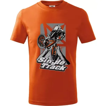 Chlapecké oblečení Single track trať - Tričko dětské bavlněné - 98 cm / 2 roky ( Oranžová )