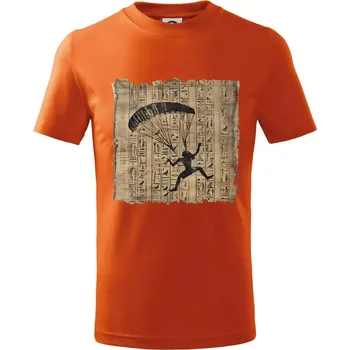 Chlapecké tričko Egyptské hieroglyfy paraglide - Tričko dětské bavlněné - 158 cm/12 let ( Oranžová )