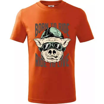 Chlapecké tričko Born to Ride prasák - Tričko dětské bavlněné - 158 cm/12 let ( Oranžová )