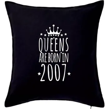 Polštář Queens are born in 2007 - Polštář 50x50 - 50x50 - Pouze potah ( Černá )