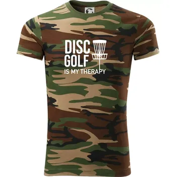Pánské tričko Disc golf is my therapy - Army CAMOUFLAGE - XL ( Hnědý maskáč )