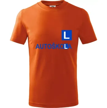 Autoškola nápis - Tričko dětské bavlněné - 98 cm / 2 roky ( Oranžová )