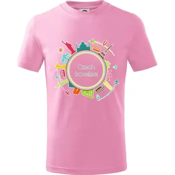 Czech Travelers barevný - Tričko dětské bavlněné - 98 cm / 2 roky ( Růžová )