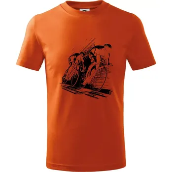 Chlapecké tričko Silniční cyklistika skica - Tričko dětské bavlněné - 122 cm/6 let ( Oranžová )