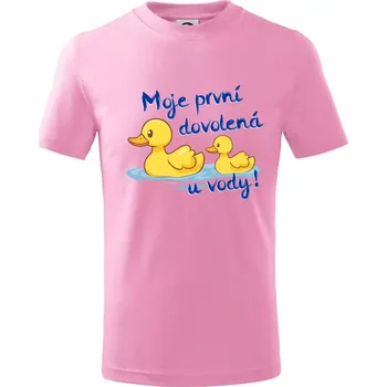 Chlapecké tričko Moje první dovolená u vody - kluk - Tričko dětské bavlněné - 98 cm / 2 roky ( Růžová )