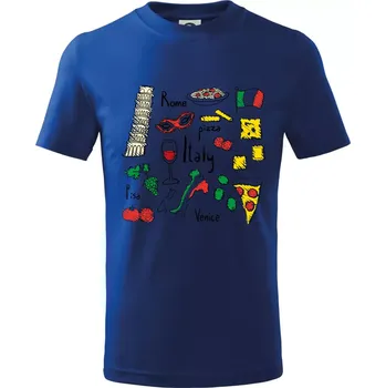 Itálie symboly - Tričko dětské bavlněné - 98 cm / 2 roky ( Královská modrá )