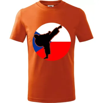 Karate CZ vlajka - Tričko dětské bavlněné - 104-110cm / 3-4 roky ( Oranžová )