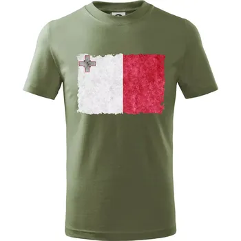Vlajka Malta okousaná - Tričko dětské bavlněné - 146 cm/10 let ( Khaki )