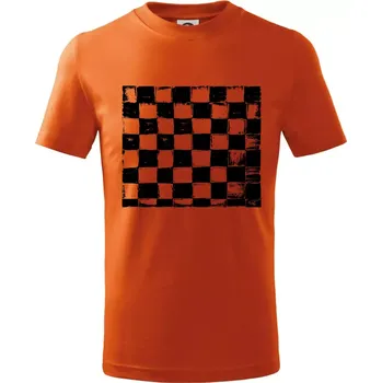 Chlapecké tričko Šachovnice černá kreslená - Tričko dětské bavlněné - 98 cm / 2 roky ( Oranžová )