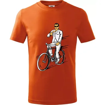 Chlapecké tričko Gentleman na kole s pivem - Tričko dětské bavlněné - 146 cm/10 let ( Oranžová )