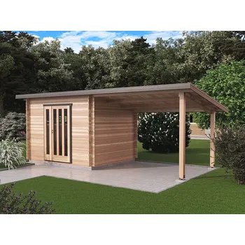 Zahradní domek Kevin EKO 300x250 28 mm + přístřešek XL