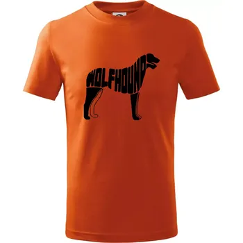 Vlkodav nápis v těle - Tričko dětské bavlněné - 104-110cm / 3-4 roky ( Oranžová )