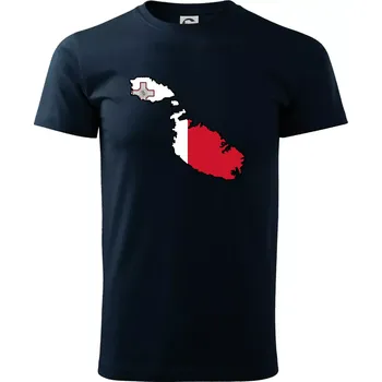 Mapa Malta s vlajkou - Triko extra velké (5-8XL) - 6XL ( Námořní modrá (velmi tmavá - téměř černá) )