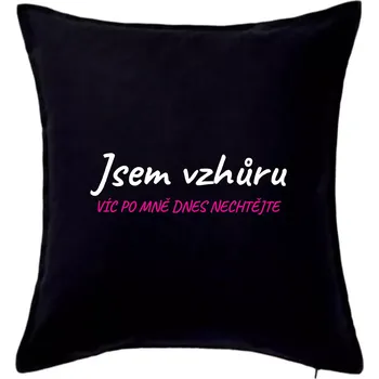 Polštář Jsem vzhůru víc po mě dnes nechtějte - Polštář 50x50 - 50x50 - Pouze potah ( Černá )