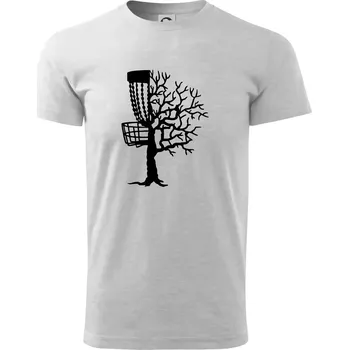 Pánské tričko Disc golf pozor strom - Triko extra velké (5-8XL) - 7XL ( Světlešedý Melír )