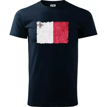 Vlajka Malta okousaná - Triko extra velké (5-8XL) - 6XL ( Námořní modrá (velmi tmavá - téměř černá) )