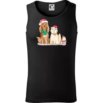 Pánské termoprádlo Veselé vánoce - pes, křeček a kočka - Tílko pánské Core - XL ( Černá )