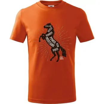 Horse mustang - Tričko dětské bavlněné - 158 cm/12 let ( Oranžová )