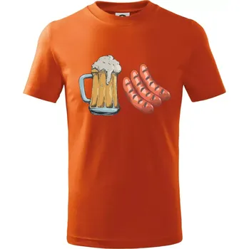 Pivo a klobása - Tričko dětské bavlněné - 98 cm / 2 roky ( Oranžová )