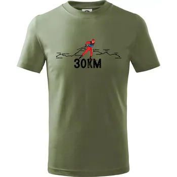 30km po Jizerkách - Tričko dětské bavlněné - 134 cm/8 let ( Khaki )