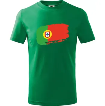 Portugalsko vlajka - Tričko dětské bavlněné - 98 cm / 2 roky ( Středně zelená )