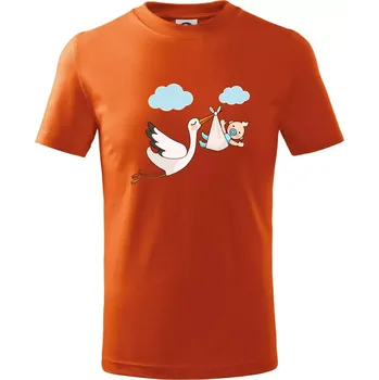 Čáp čekáme miminko - kluk - Tričko dětské bavlněné - 158 cm/12 let ( Oranžová )