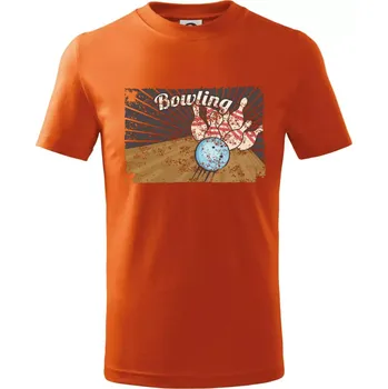 Bowling plakát - Tričko dětské bavlněné - 122 cm/6 let ( Oranžová )